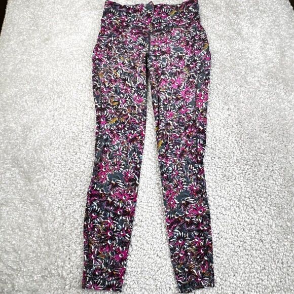 Lululemon Base Pace High Rise Floral Tight Legging Pink Purple 8 FLAW - Picture 3 of 14